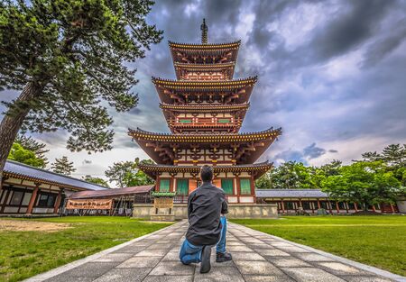Nara - May 31, 2019: The pagoda of Yakushi-Ji, temple in Nara, Japanのeditorial素材