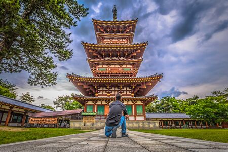 Nara - May 31, 2019: The pagoda of Yakushi-Ji, temple in Nara, Japanのeditorial素材