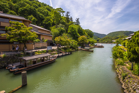 Kyoto - May 30, 2019: Katsura river in Kyoto, Japan