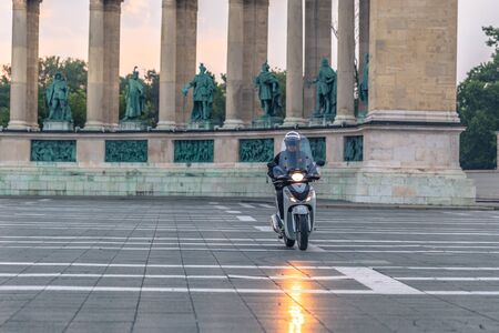 Budapest - June 21, 2019: Dawn in Heroes Square in Budapest, Hungaryのeditorial素材