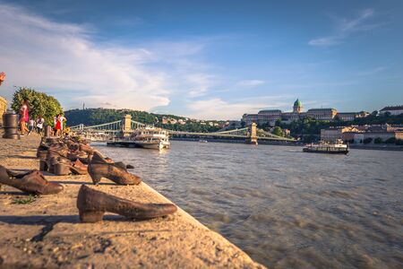 Budapest - June 21, 2019: Panoramic view of the Danube in Budapest, Hungary
