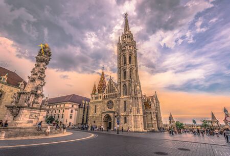Budapest - June 21, 2019: Matthias church in the Fisherman's Bastion on the Buda side of Budapest, Hungaryのeditorial素材