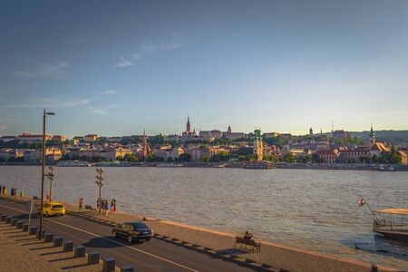 Budapest - June 21, 2019: Panoramic view of the Danube in Budapest, Hungaryのeditorial素材