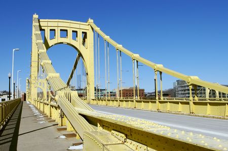 Sixth Street or Clemente Bridge in Pittsburgh, PAの写真素材