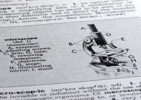 Microscope Illustration in Old Dictionaryの写真素材