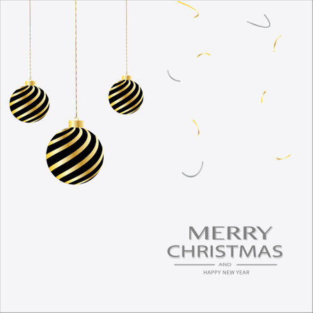 Black chirstmas ball with gold pattern hanging on white background themesのイラスト素材