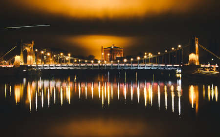 Grunwaldzki Bridge in WricÅ‚aw after sunset