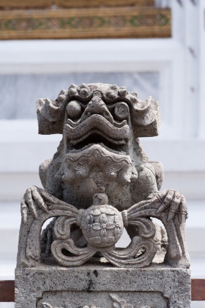 Chinese lion statue style made from rock at wat arunの写真素材
