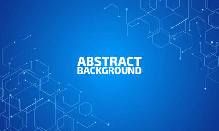 Abstract futuristic - Molecules technology with polygonal shapes on dark blue background. Illustration Vector design digital technology concept.のイラスト素材