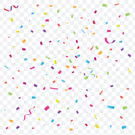 Festive background with colorful falling confetti, vector illustrationのイラスト素材