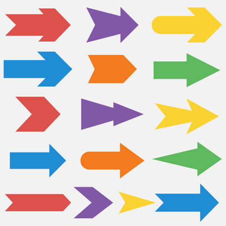 A set of vector bright multi-colored arrow icons, the ability to edit and change the color.のイラスト素材