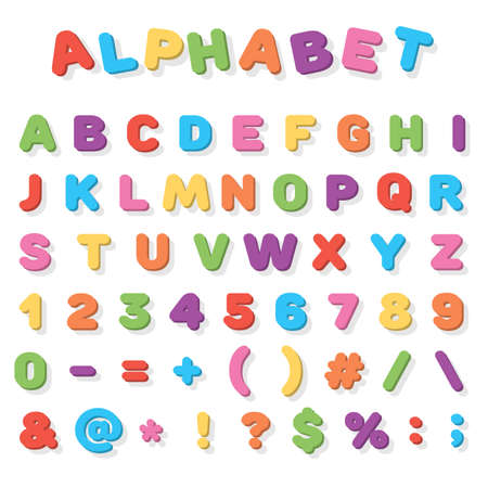 Vector colorful letters of the alphabet, for school, learning for children, in a bright style with a shadow.のイラスト素材
