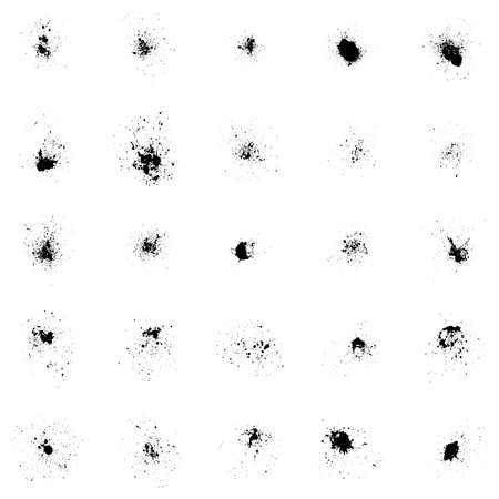 Set of black splash on white background, grunge ink blots and drops, high quality vector illustration.のイラスト素材