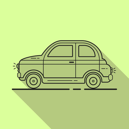 Car vector icon with long shadow stroke on bright background for web design.のイラスト素材