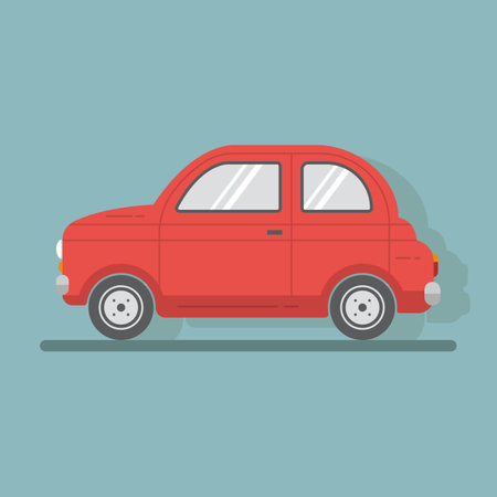 Vector icon red car in flat style with shadow on bright background in flat style.のイラスト素材