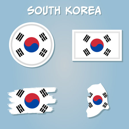 Map of South Korea with the image of the national flag.のイラスト素材