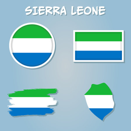 Sierra Leone flag inside the Sierra Leone map borders vector illustration.のイラスト素材