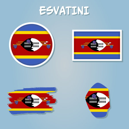 Flag and mapKingdom of Esvatini from brush strokes.のイラスト素材