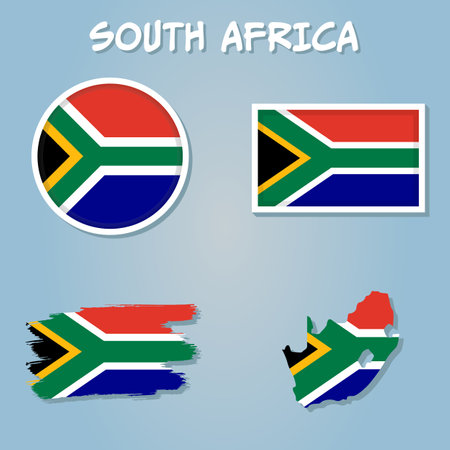 Republic of South Africa detailed map with flag of country.のイラスト素材