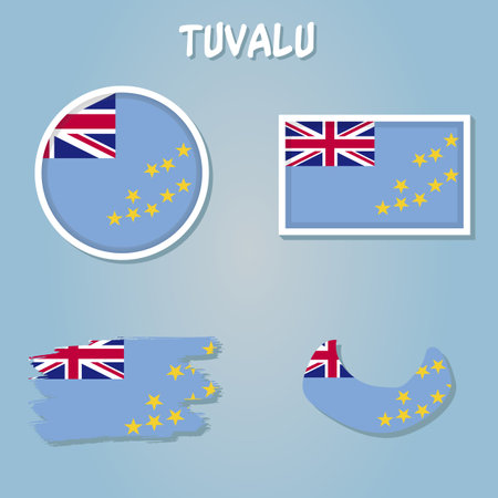 Flag of Tuvalu. Ellice Islands national banner and patriotic symbol.のイラスト素材