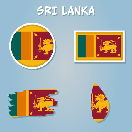 Sri Lanka flag overlay on Sri Lanka map with polygonal style.のイラスト素材