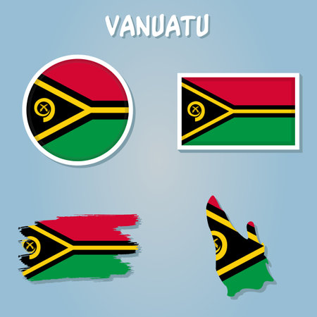 Vanuatu Flag vector hand drawn,Vanuatu Vatu vector hand drawn.のイラスト素材