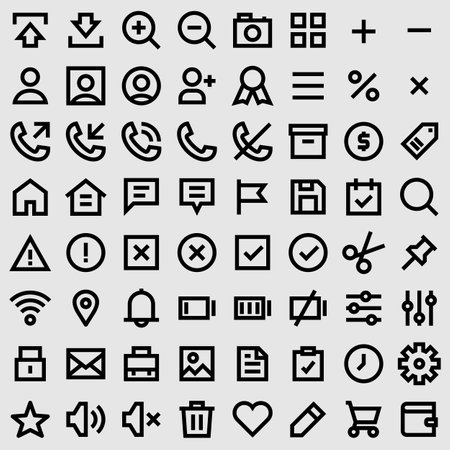 Vector illustration of thin line icons for business, banking, contact, social media, technology, seo, logistic, education.のイラスト素材