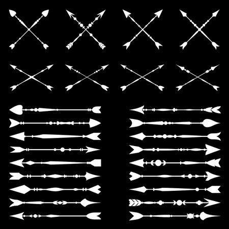 Set of white hand drawn arrows.のイラスト素材