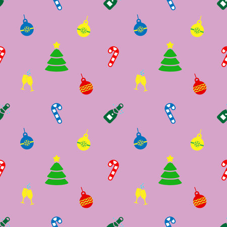 Seamles pattern with new year celebration Icons and christmas symbols.のイラスト素材