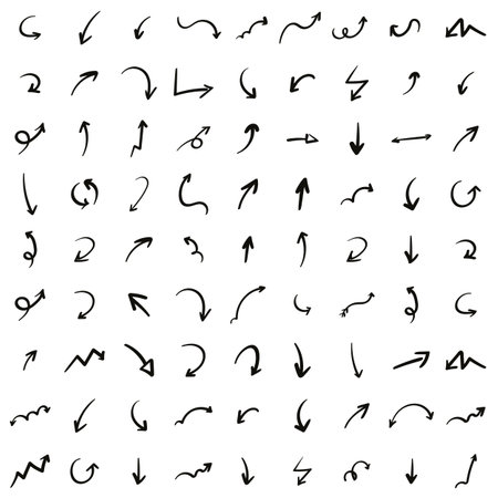Big collection set of Arrows doodle.のイラスト素材
