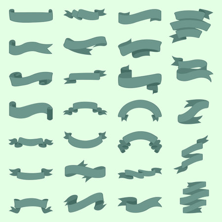 Green ribbon set, Vector Illustration.のイラスト素材