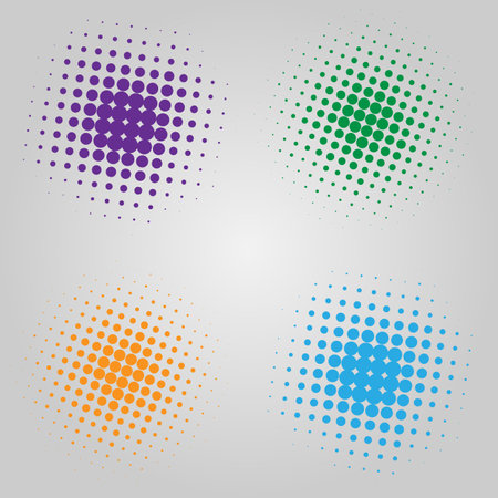 Abstract circles with dotted gradient halftone effect.のイラスト素材