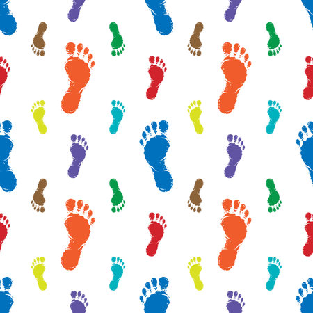 Seamless pattern with color footprint.のイラスト素材