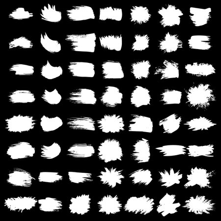 Big collection of black paint, ink brush strokes, brushes, lines.のイラスト素材