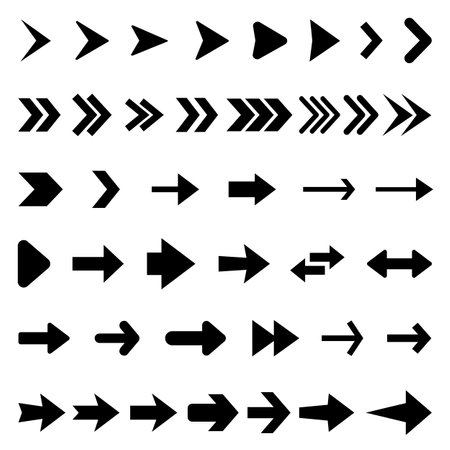 Arrows vector collection with elegant style and black color.のイラスト素材