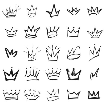 Multicolored graffiti elements set spray paint crown.のイラスト素材