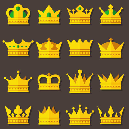 Set of icons  golden crowns isolated on background.のイラスト素材