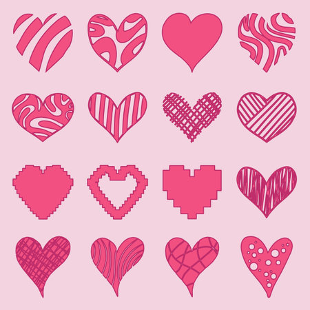 Set of hand drawn grunge hearts, vector illustration.のイラスト素材