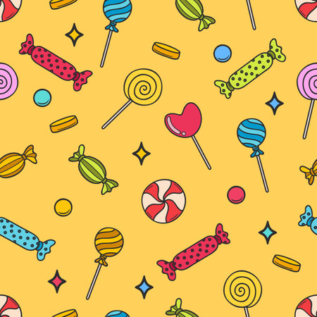 Vector seamless pattern with colorful candies.のイラスト素材