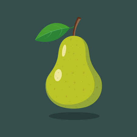 Green pear isolated on green background.のイラスト素材