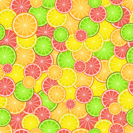 Seamless pattern with citrus fruits slices.のイラスト素材