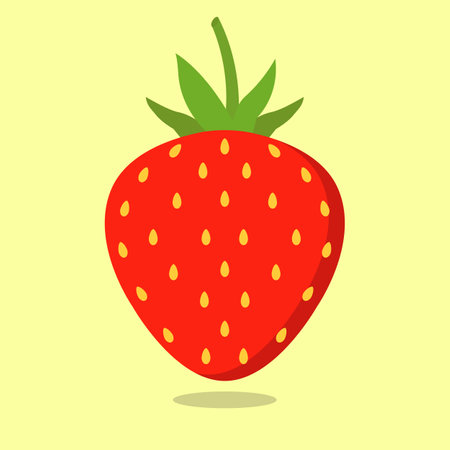 Cartoon bright natural strawberrys isolated on yellow.のイラスト素材