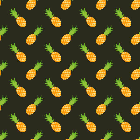 Pineapple and hearts seamless pattern background.のイラスト素材