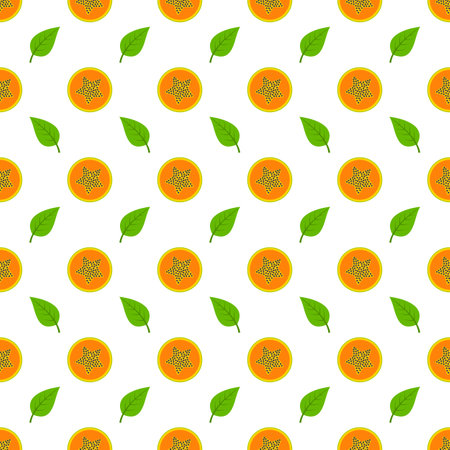 Cute papaya seamless vector pattern.のイラスト素材
