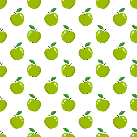 Seamless texture with a pattern of green apples.のイラスト素材