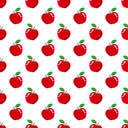 Seamless pattern red apples on white.のイラスト素材
