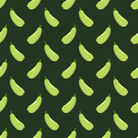 Zucchini seamless pattern isolated on black background.のイラスト素材