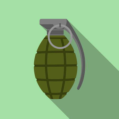 Hand grenade flat style isolated on green.のイラスト素材