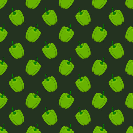 Seamless pattern with green pepper in different positions.のイラスト素材