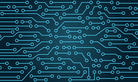 Vector technology design on blue color background.のイラスト素材